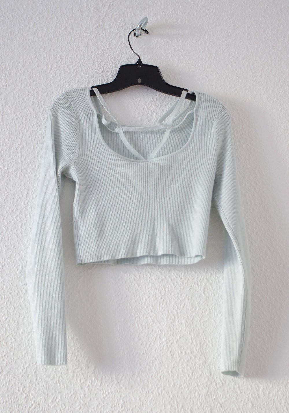 Hellblauer Cutout Crop Pullover Gr. M S gerippt River Island Technobarbie Festival y2k 90er