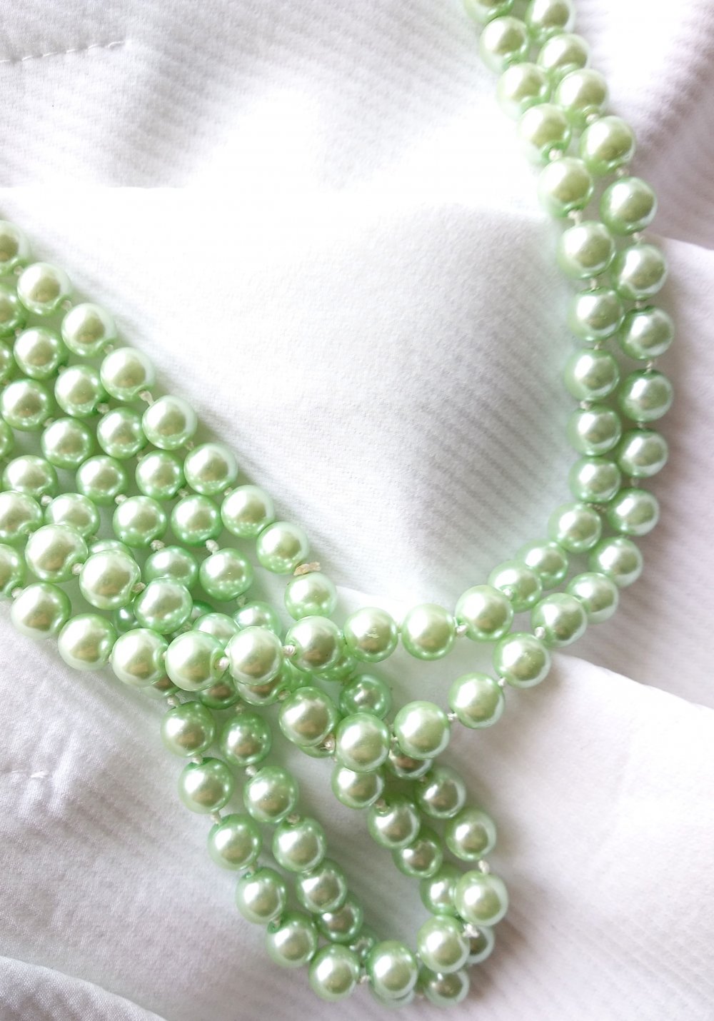 True vintage Perlenketten Set mintgrün glänzend retro XXL Pinup Burlesque drag 