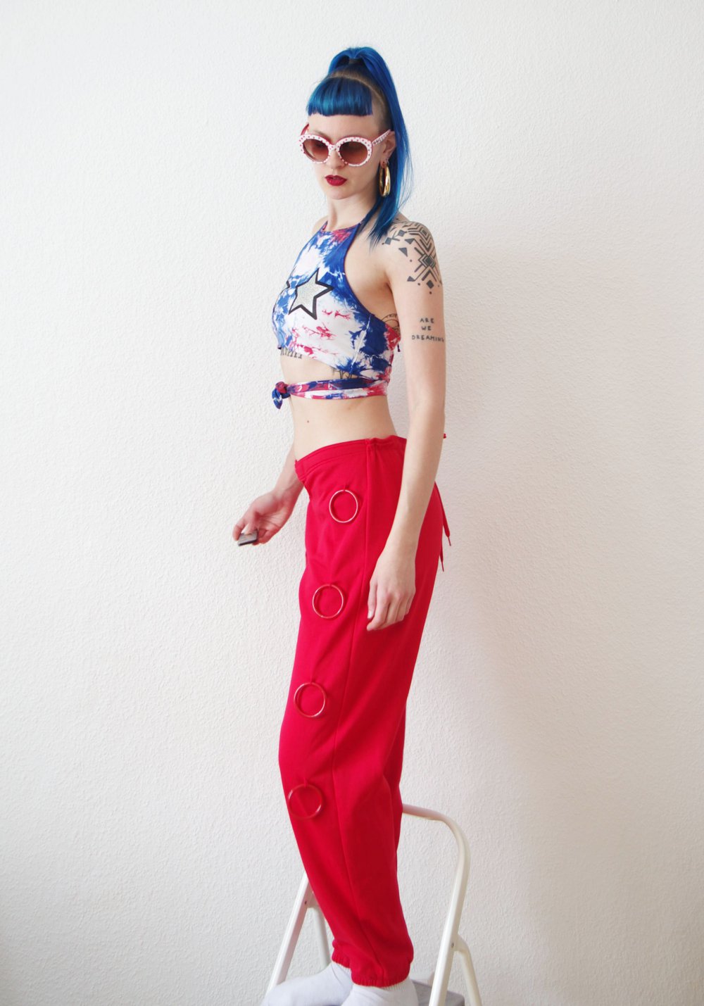 Ausgefallene Cutout Track Pants Gr. L 38 40 Sweatpants Technobarbie Jogginghose bratz y2k