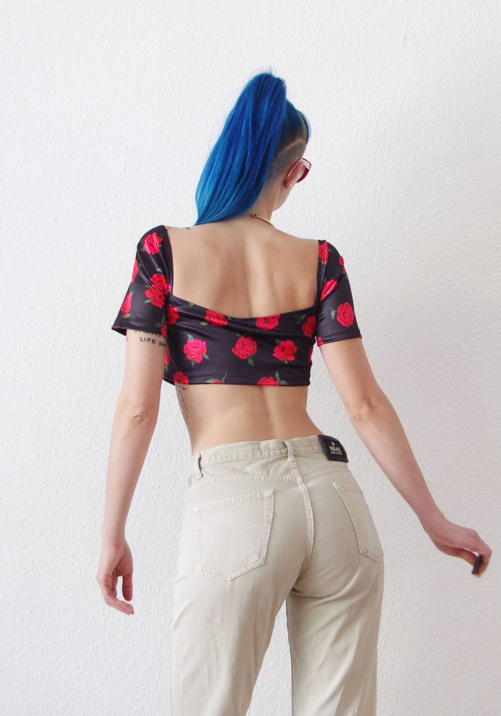 Shiny Offshoulder Crop Top Gr. L M 40 Technopinup Motel bratz Lolita y2k retro Dollskill