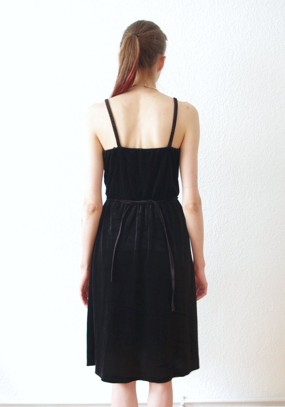 Knielanges vintage Samt Kleid Gr. 36 S retro Pinup Rockabella Moneypenny schwarz