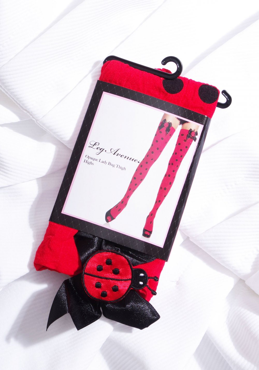 Zuckersüße Thigh High Strümpfe Karneval Fasching Marienkäfer Nylon Polkadots Overknees Dollskill