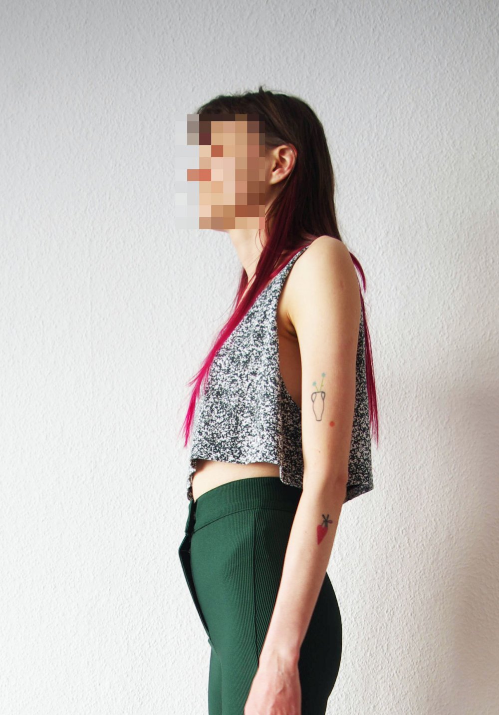 Gemustertes American Apparel oversized Crop Top Gr. S M L Technobarbie Festival