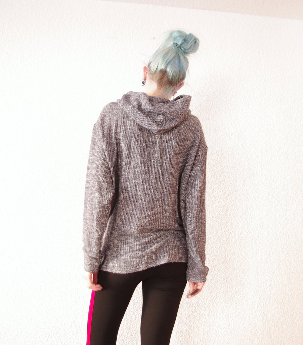 Lässiger navy grau weißer Strickpullover American Apparel Gr. XS/S The Poncho