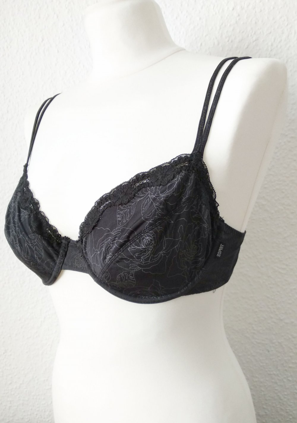 Retro Cutout Soft-Bra Gr. 75C Bügel-BH Bustier Print Makramee Spitze Pinup strappy