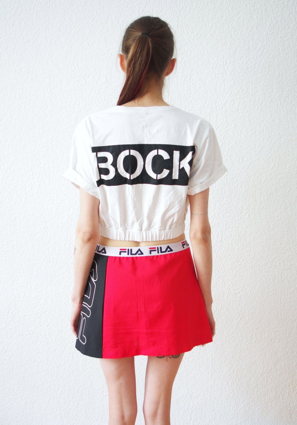 Auffälliger FILA Minirock Gr. S M Logo Trackskirt Technobarbie Rave Festival y2k