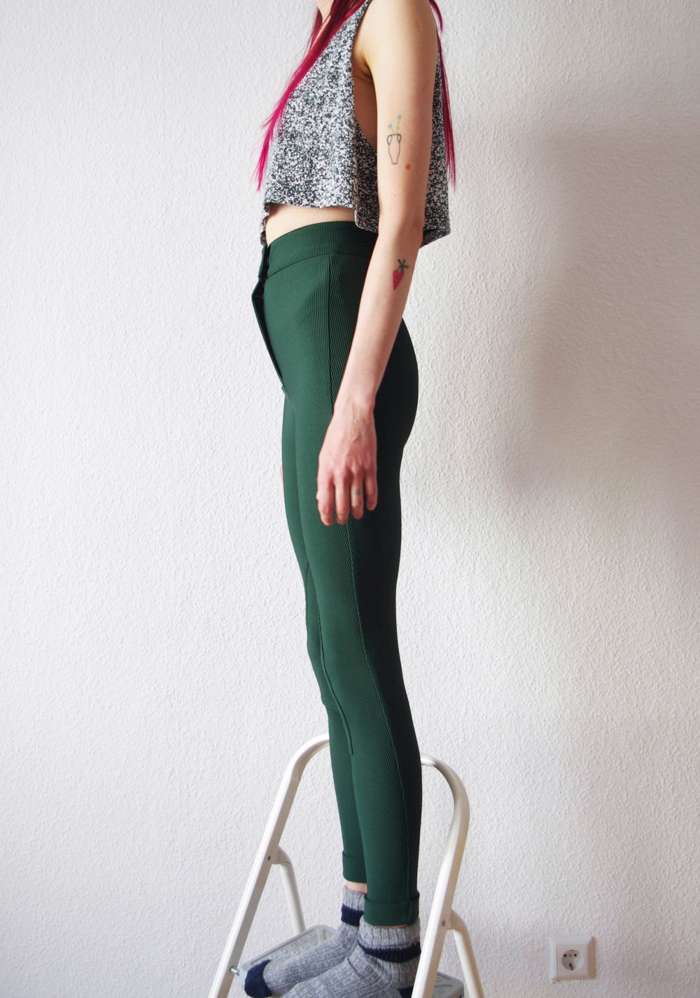 Dunkelgrüne American Apparel Ridingpants Gr. XS S Technoelfe Rave Leggings highwaist 90er bratz