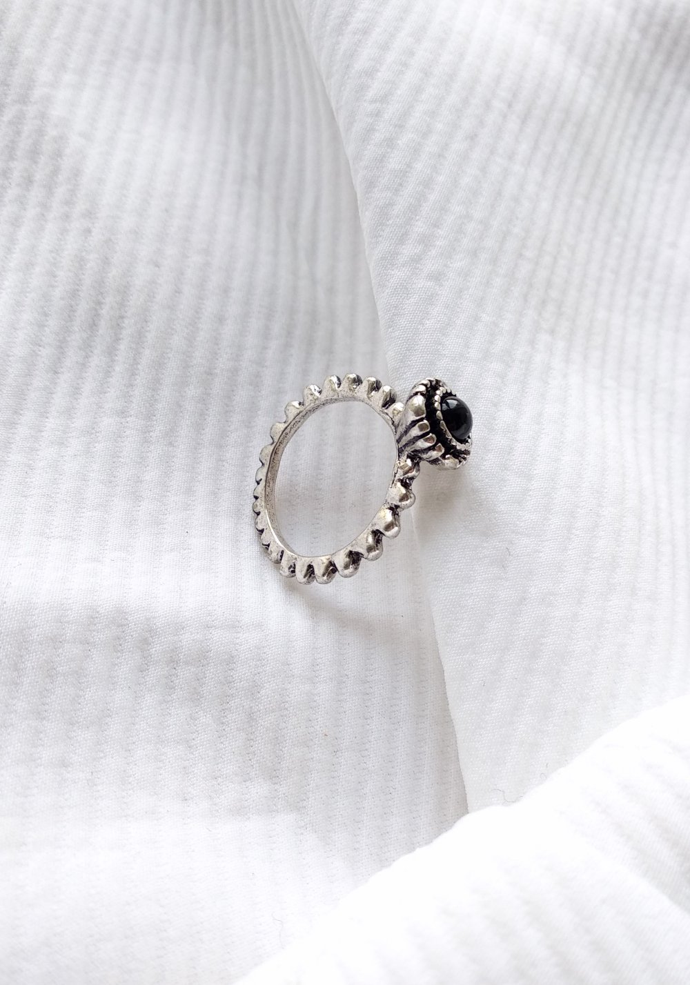 Retro goth Ring silber schwarz Gr. 17.2 (54) occult witchcraft ritual magic Technoqueen chunky Tarot Pinup