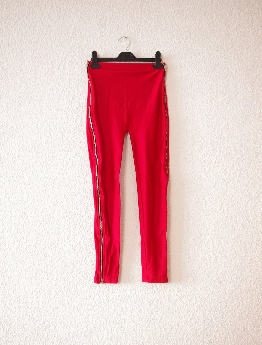 Rote American Apparel Nylon Tricot Side Zip Leggings Gr. S shiny glänzend