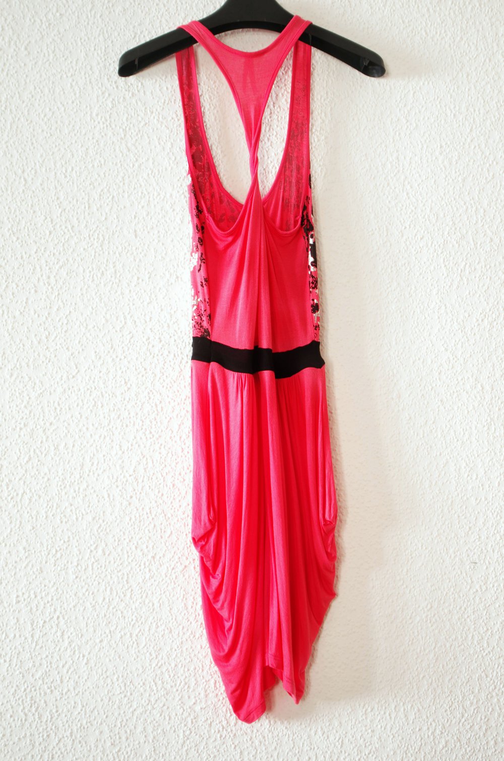 Kurzes Partykleid Gr. 36 38 S M koralle silber metallic schwarz Leomuster Racerback