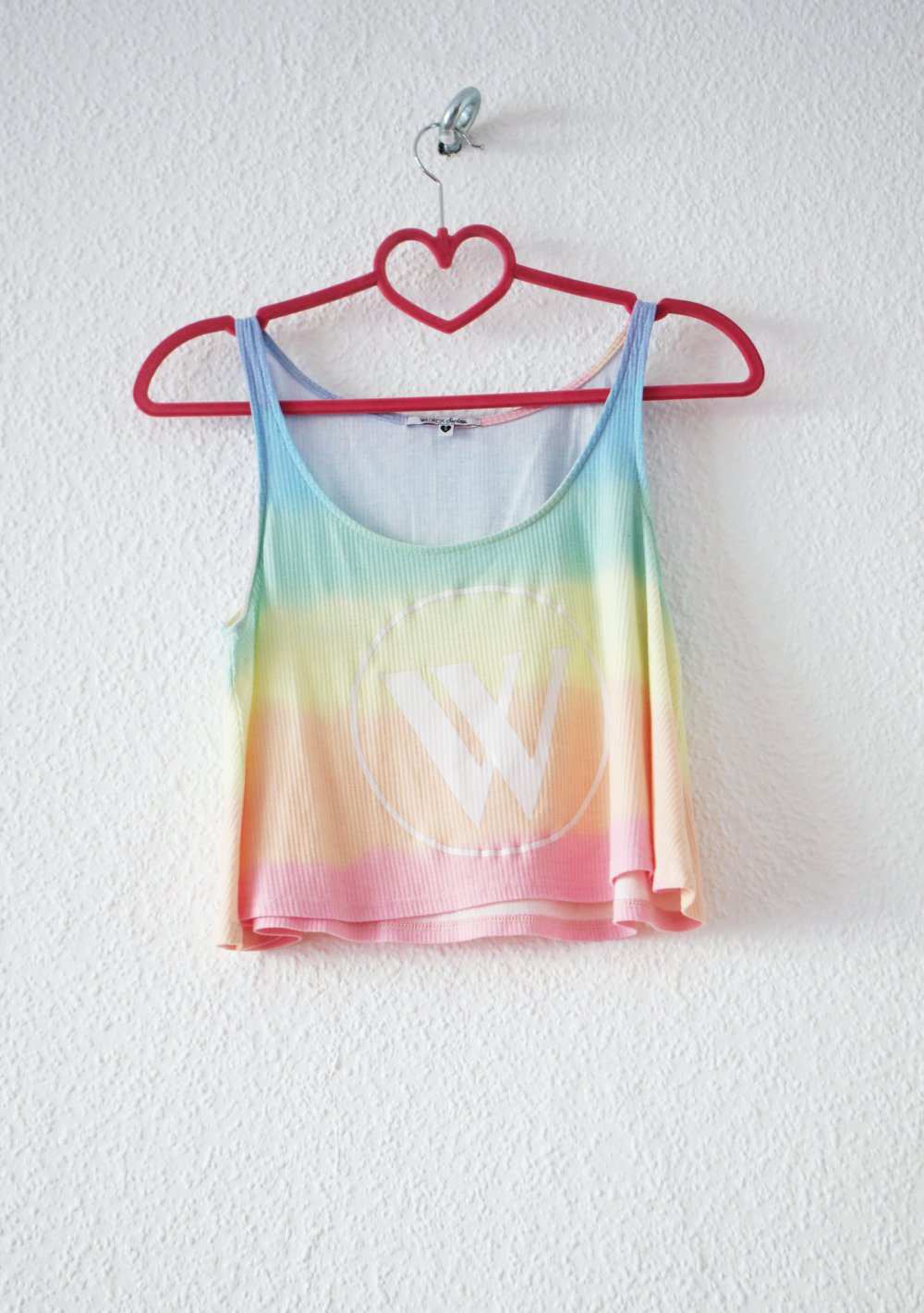 Regenbogen y2k Crop Top Gr. S Wildfox gerippt Technobarbie Festival 90er pastell