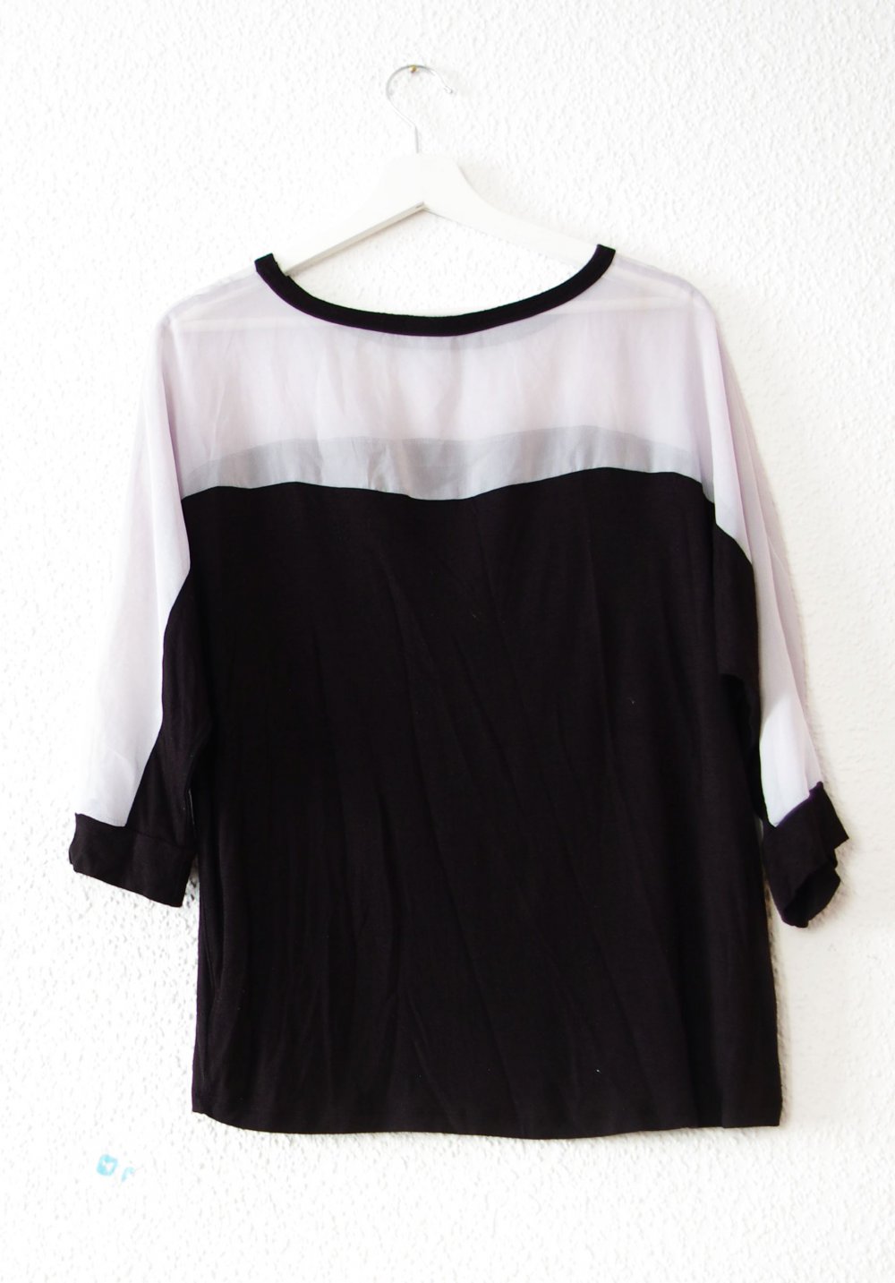 Teiltransparentes Shirt Gr. S M 36 38 oversized Chiffon Colorblocking Nasty Gal