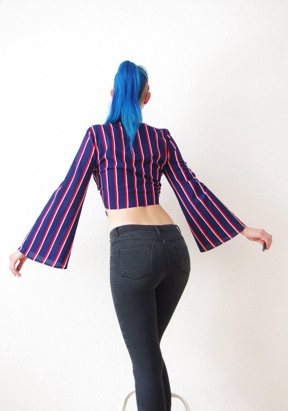 Gestreiftes retro Crop Top Gr. 42 40 38 L M Bluse ASOS Technobarbie y2k 