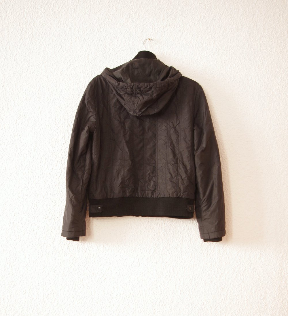 Schwarze Bomberjacke Gr. XS S 34 36 Kapuze
