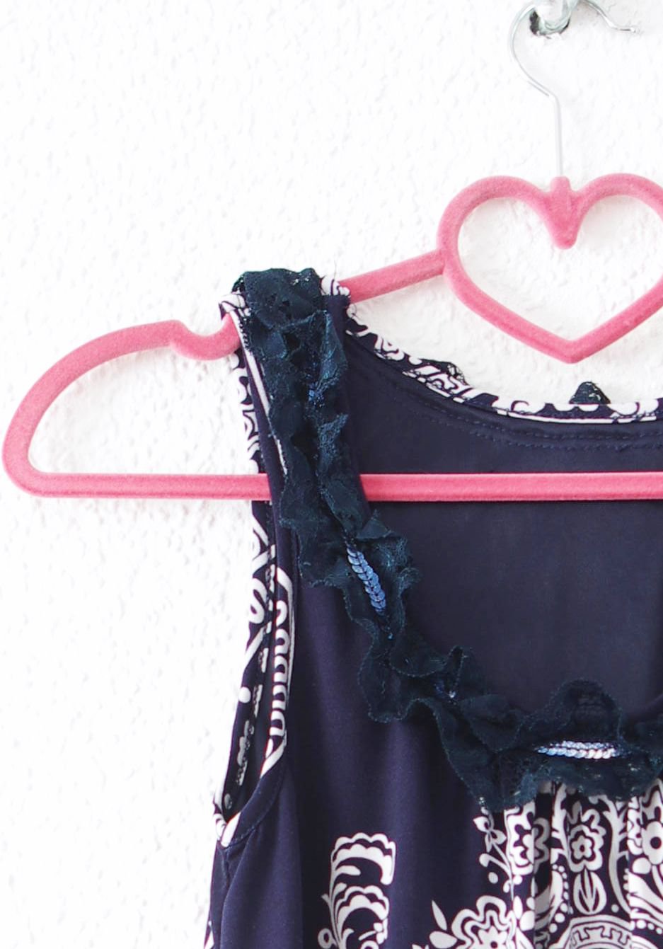 Sommerliches kurzes Kleid Gr. S/M 36 38 40 dunkelblau weiß ethno Muster Hippie