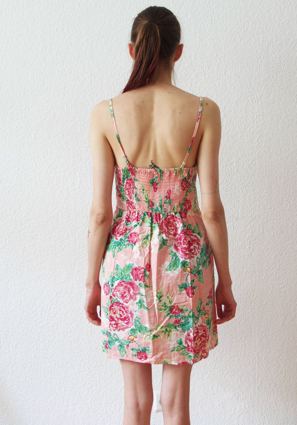 Zartes retro Camikleid Gr. 34 36 XS S Strand Blumen Technopinup Print Elfe