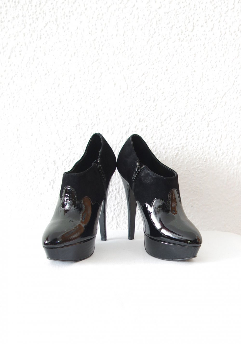 Elegante Ankle Boots High Heels Pumps Gr. 39 schwarz Lack edel PPQ Clothing Plateau