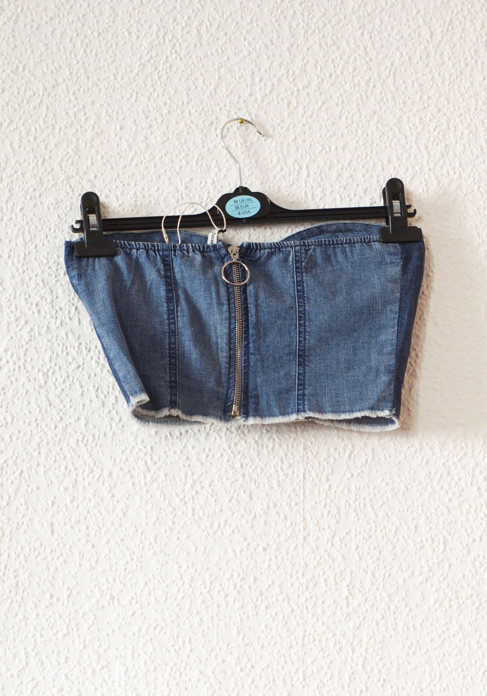 Technobarbie Jeans Croptop Gr. M 38 40 bauchfrei Bustier Bralet Dollskill Nasty Gal