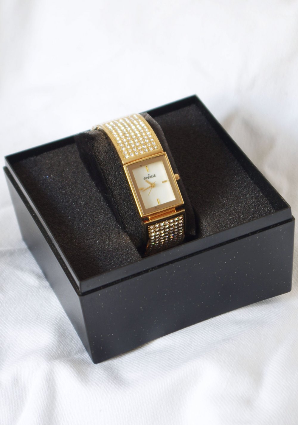 Goldene Armbanduhr retro verstellbar Pinup Damenuhr Metall Gliederarmband