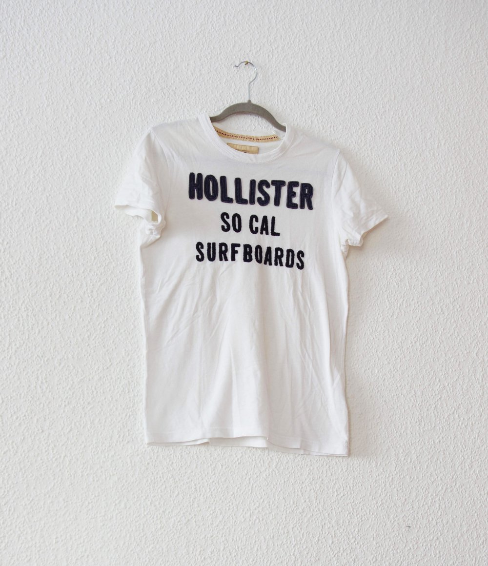 Vielseitiges Print Shirt Gr. S M 36 38 boyfriend Hollister Logo Festival minimalistic capsule