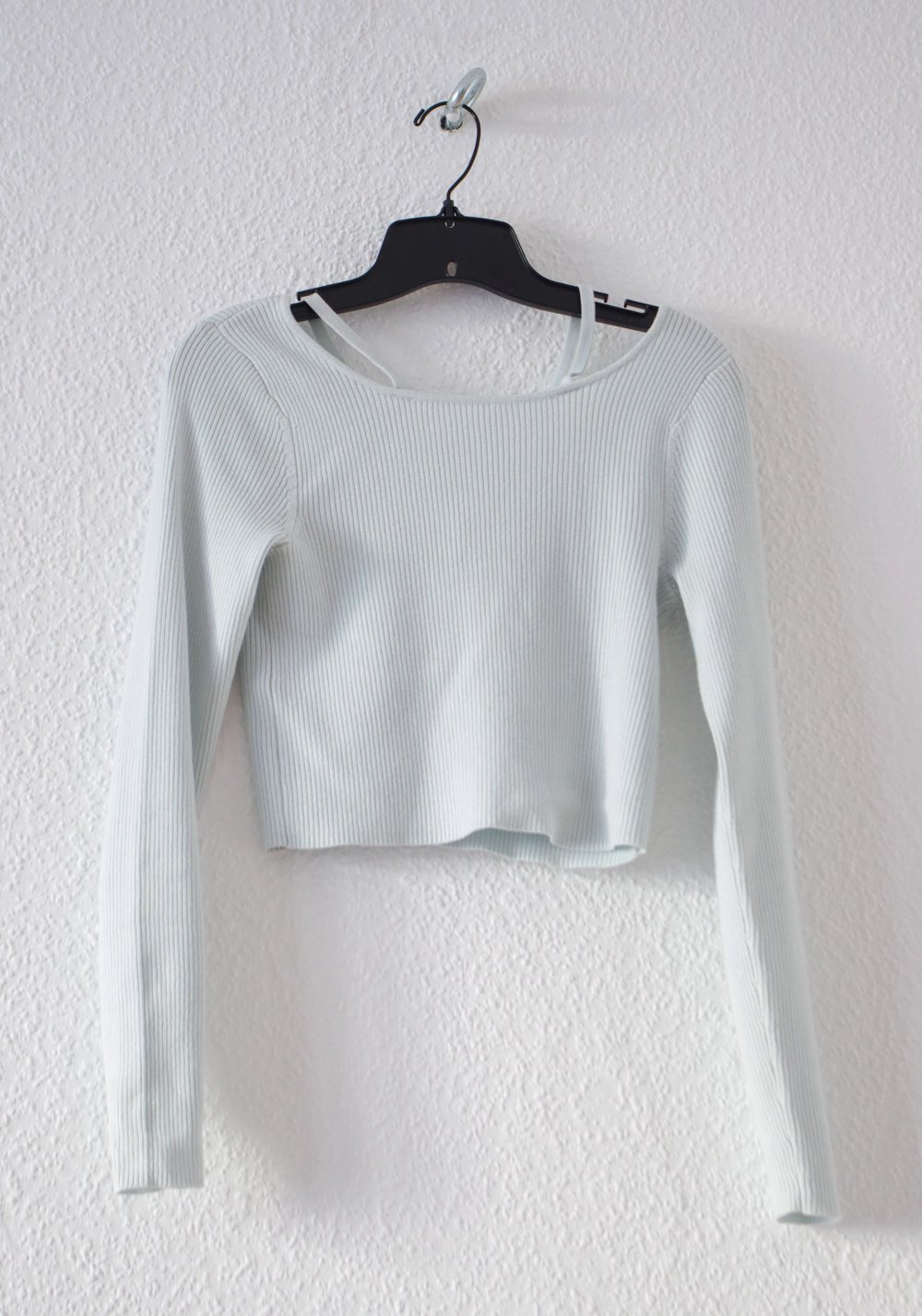 Hellblauer Cutout Crop Pullover Gr. M S gerippt River Island Technobarbie Festival y2k 90er