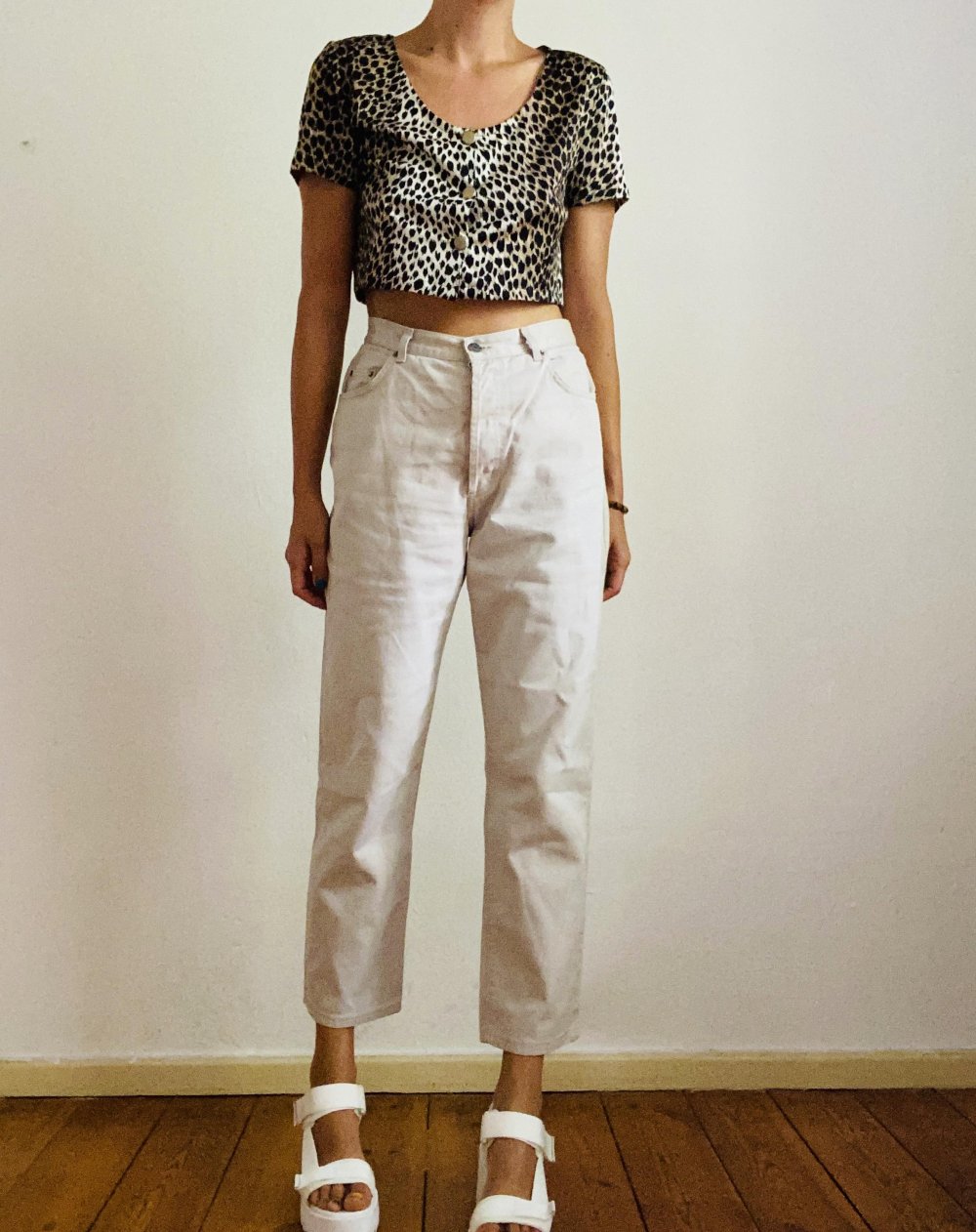 Vintage High Waist Jeans in Naturweiß