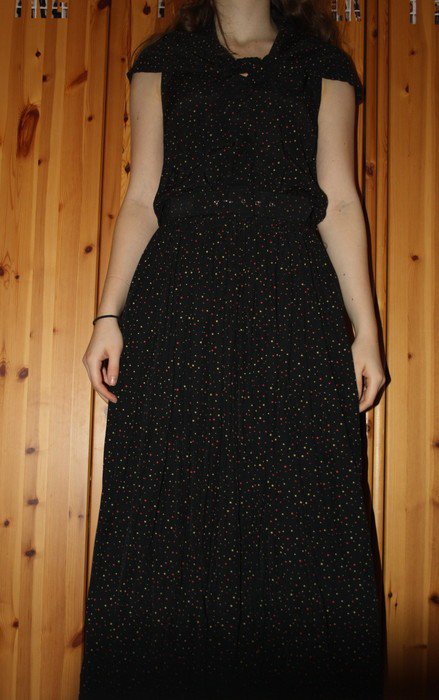 Gepunktetes Maxi Kleid Vintage