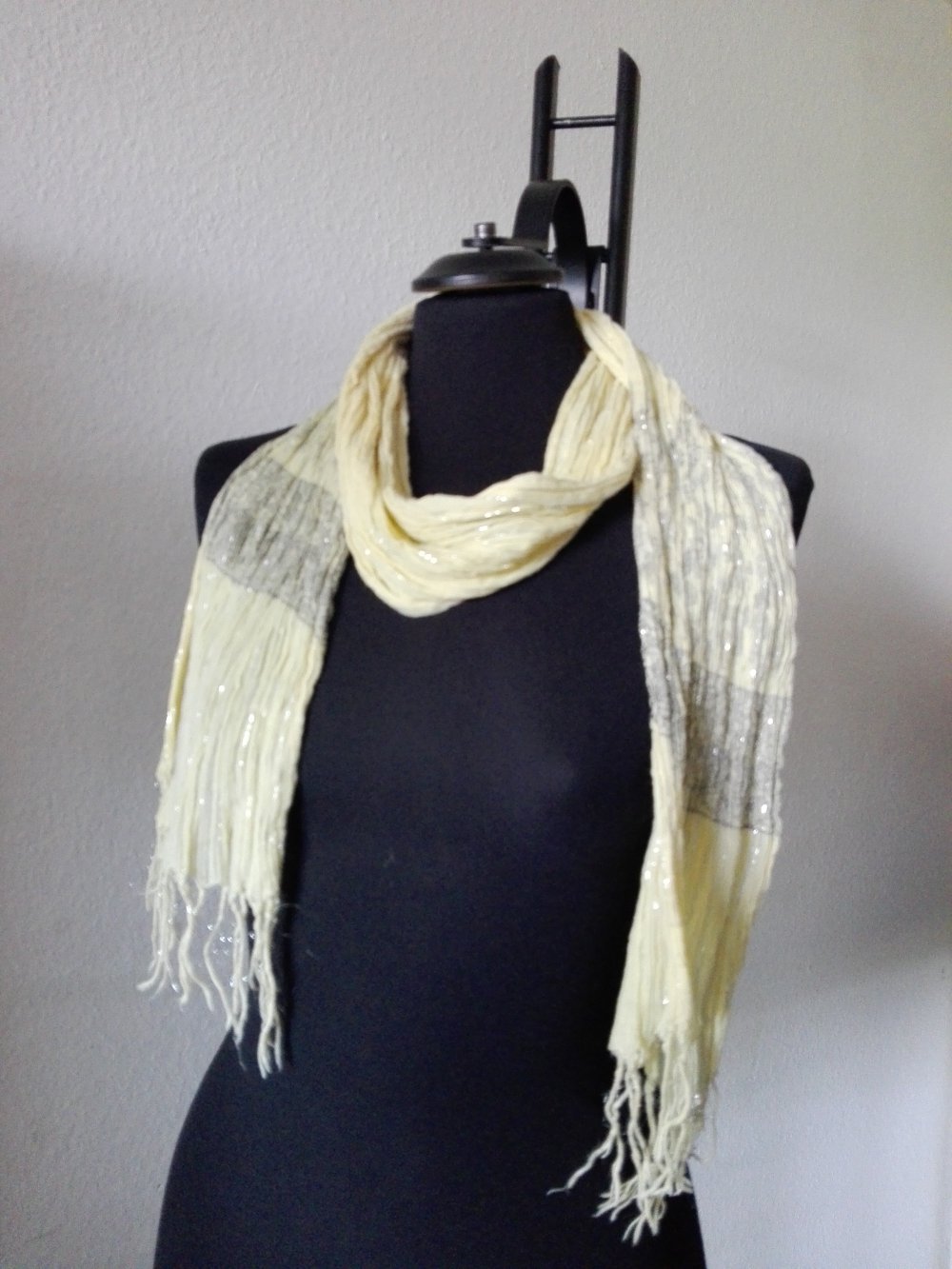 Schal Tuch  Knitteroptik. Gelb Braun