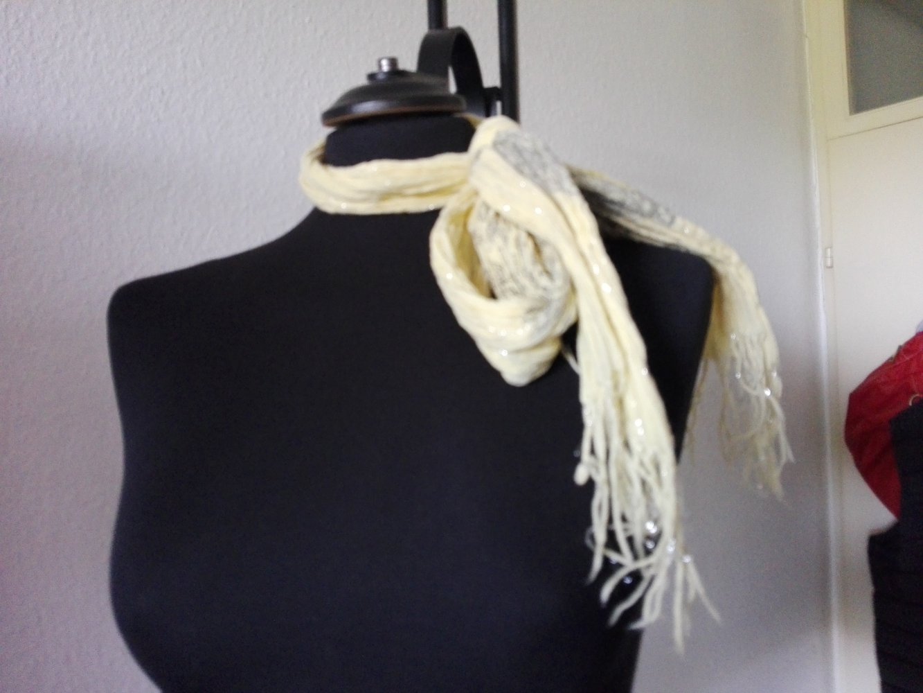 Schal Tuch  Knitteroptik. Gelb Braun