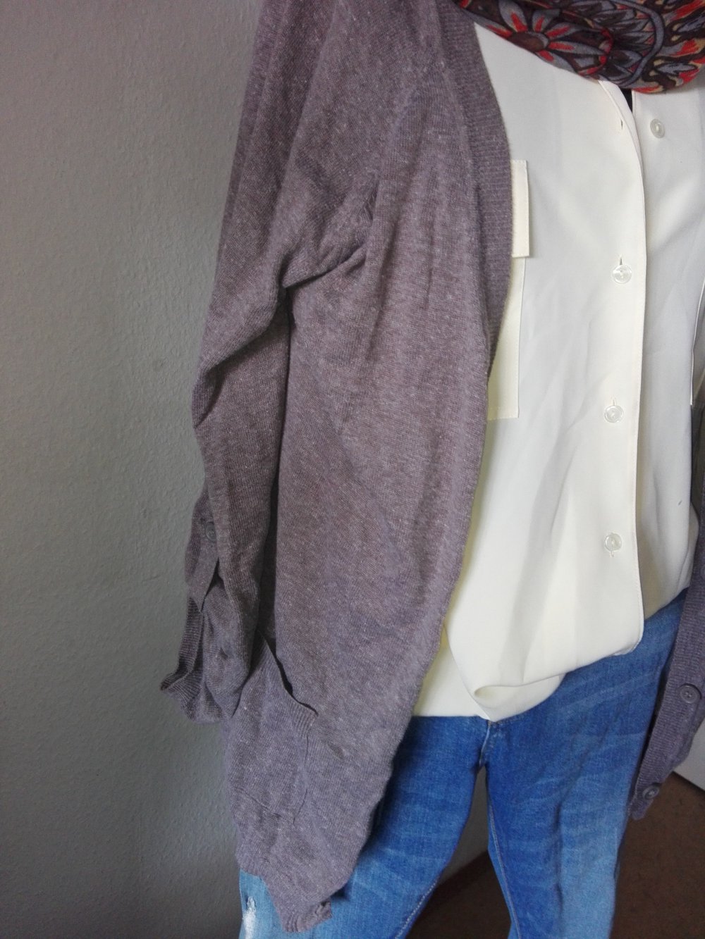 Fein Strick Jacke Gardigan Gr. XL  Hellbraun meliert