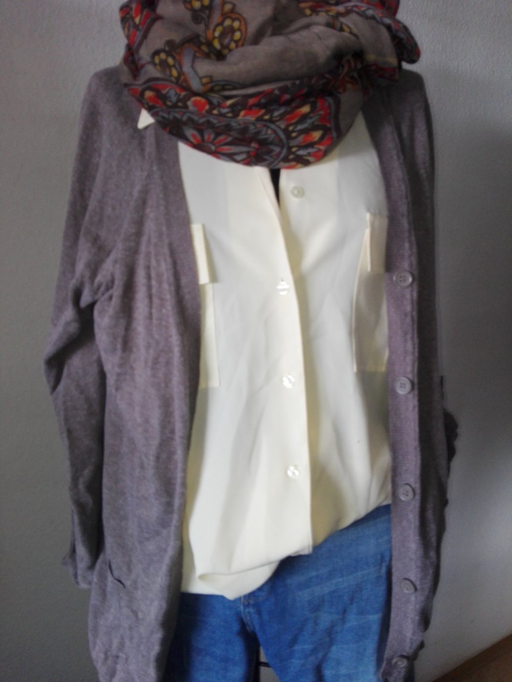 Fein Strick Jacke Gardigan Gr. XL  Hellbraun meliert