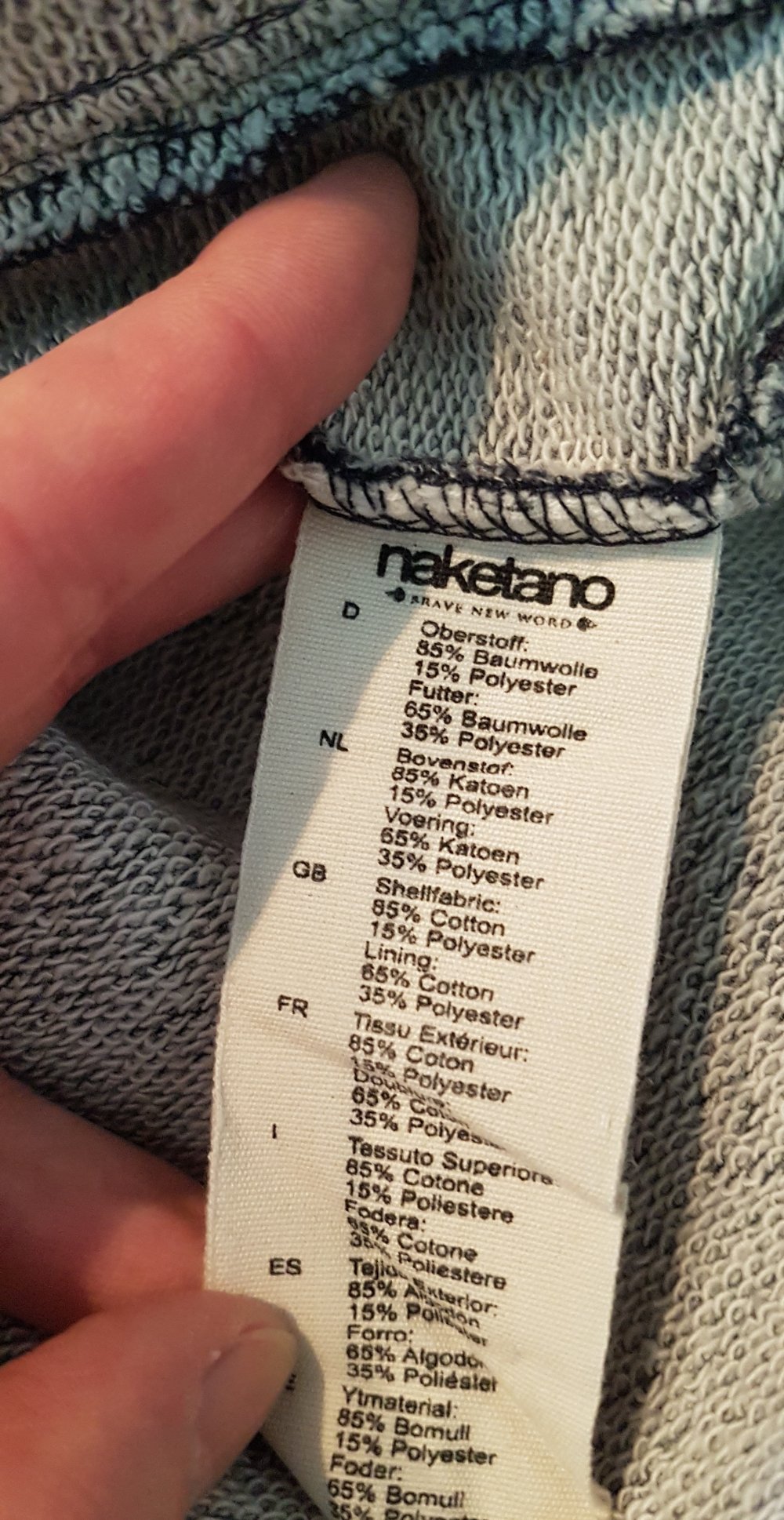 Naketano Hoodie Pullover blau grau Gr XL