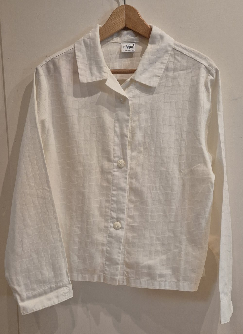 Celestine Schlafanzug Pyjama Oberteil weiß karriert