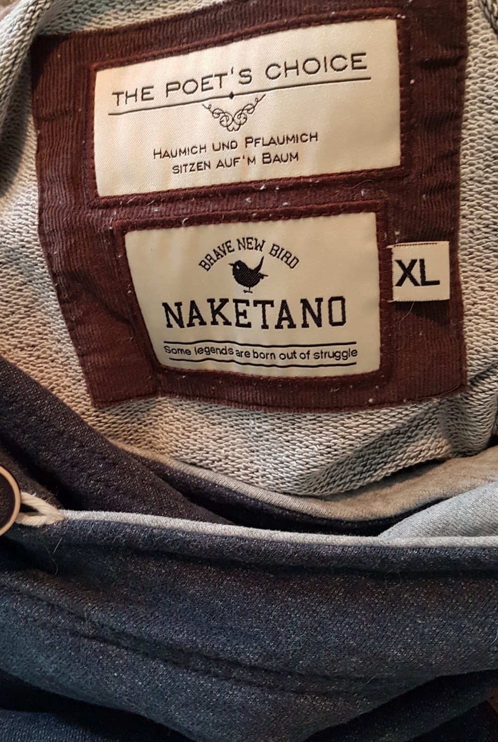 Naketano Hoodie Pullover blau grau Gr XL