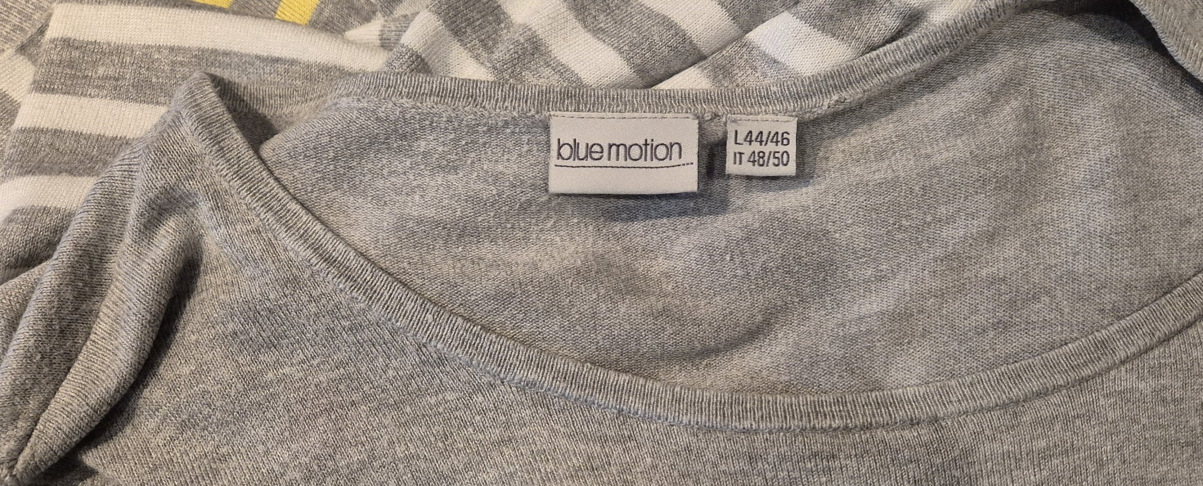 Blue Motion Pullover gestreift grau gelb Gr 44/46