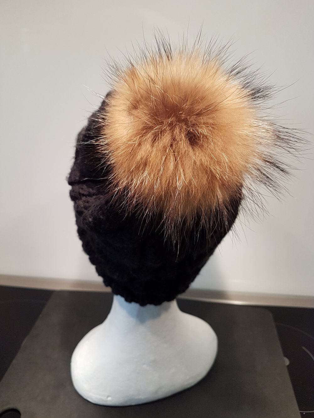 Mütze Strick, Viskose, schwarz