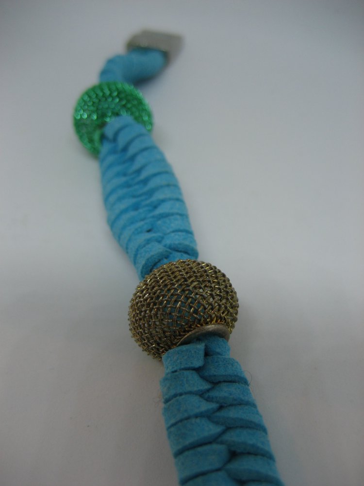 Armband, Leder, türkis, Handarbeit, Metall