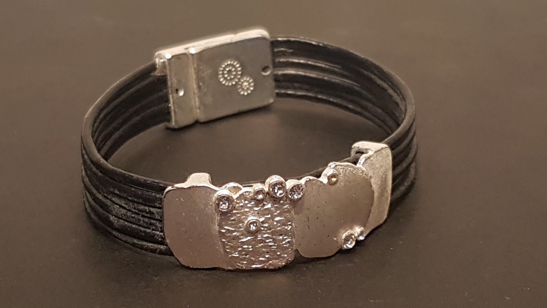 Armband Metall, Kunststoff silberfarben schwarz