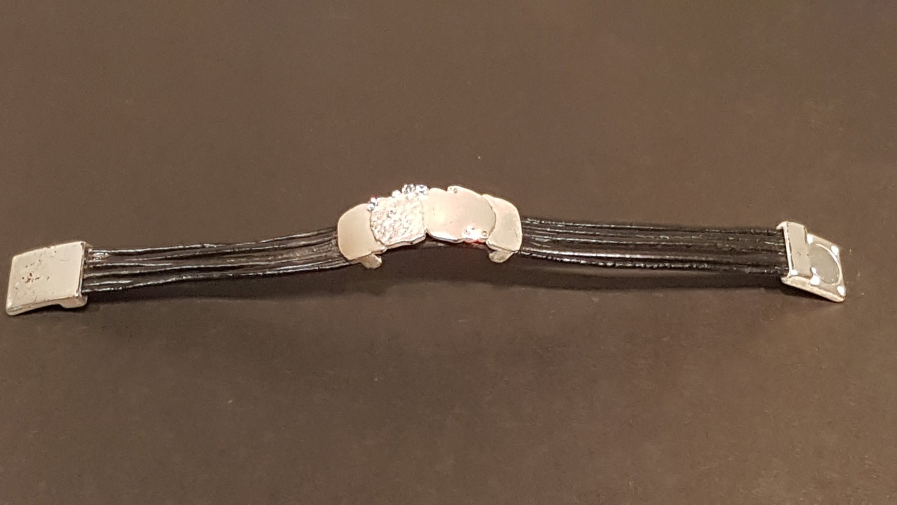 Armband Metall, Kunststoff silberfarben schwarz