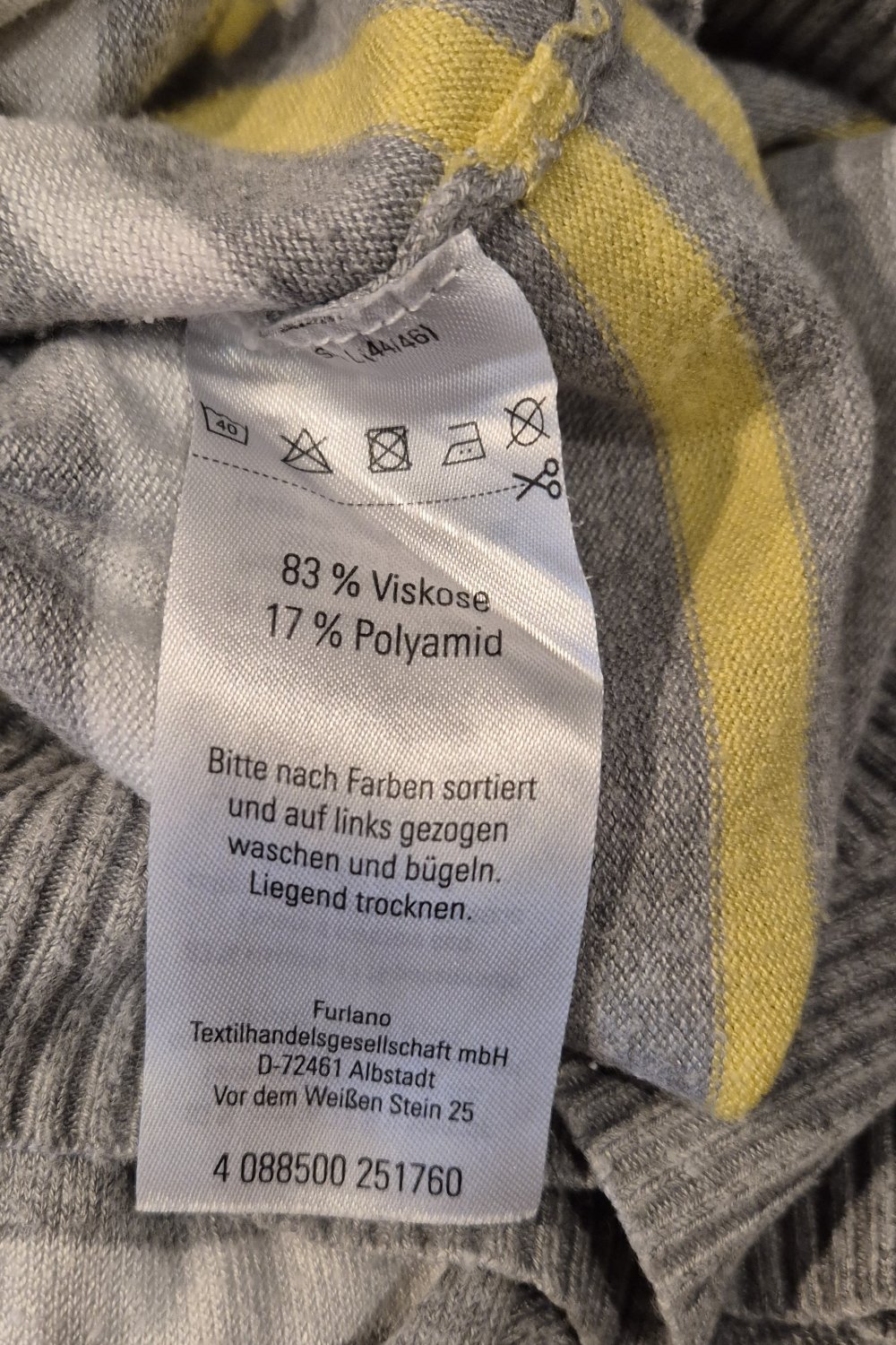 Blue Motion Pullover gestreift grau gelb Gr 44/46