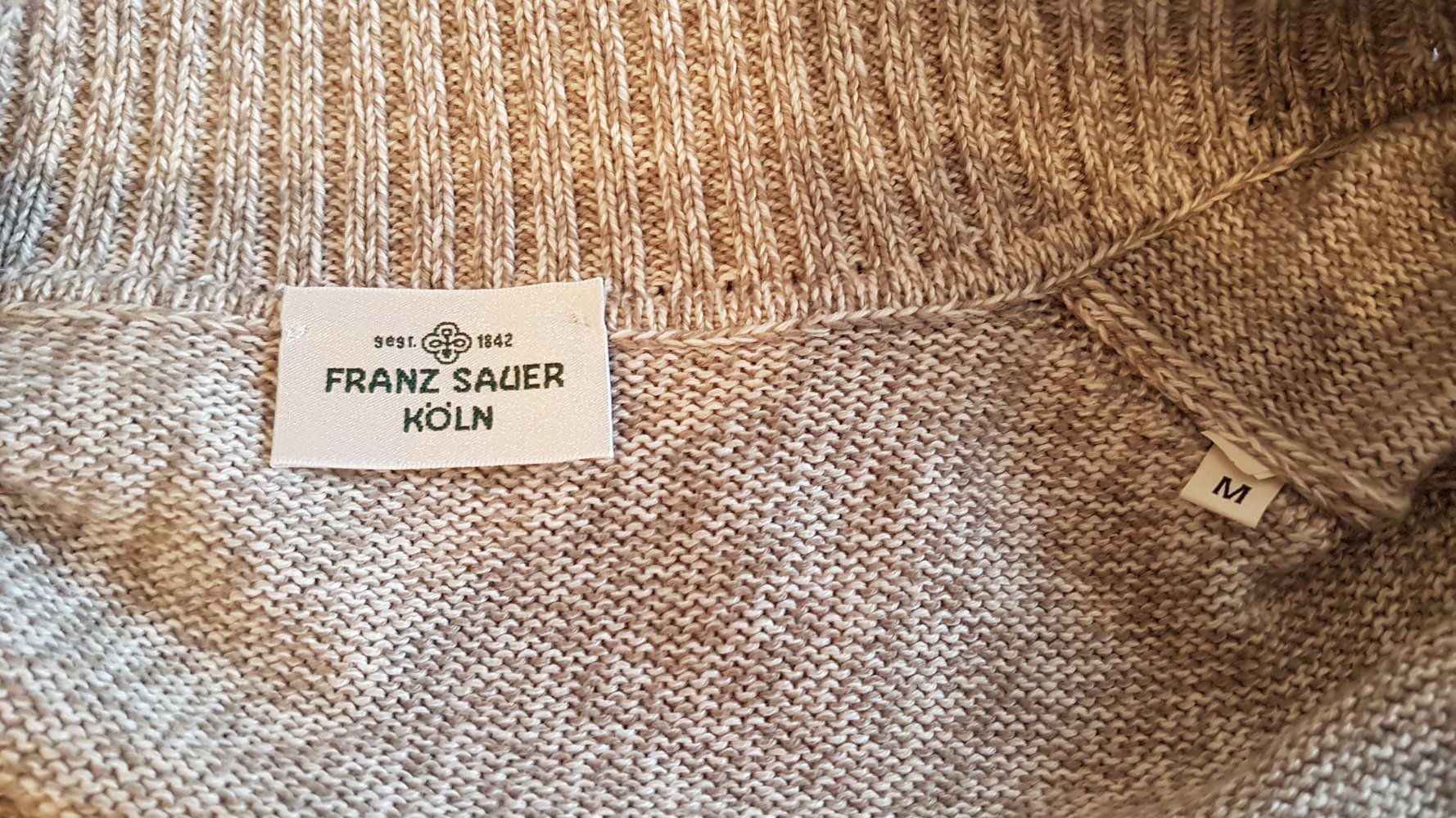 Sauer Strickjacke, Pullover, kurzarm, beige, Gr. M