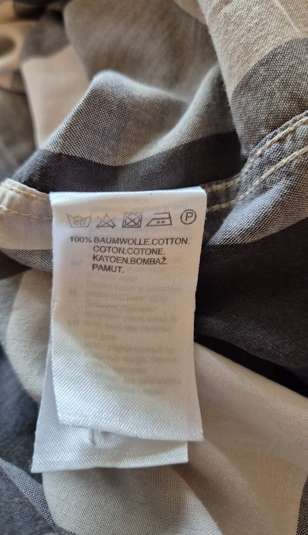 Charles Vögele Hemd kurzarm blau grau karriert Gr M