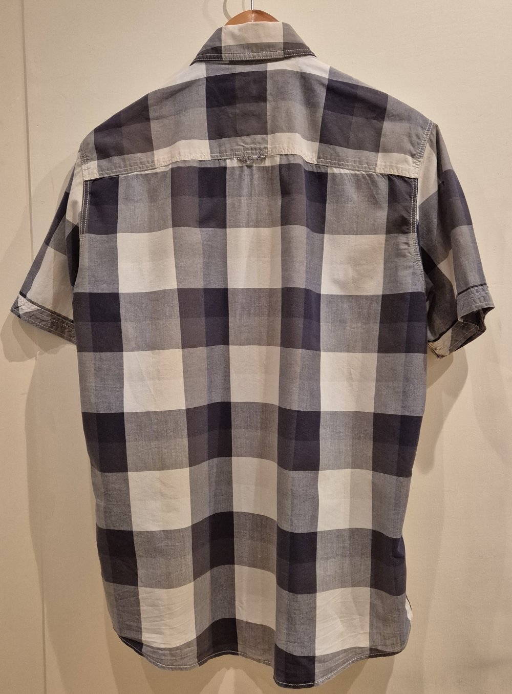 Charles Vögele Hemd kurzarm blau grau karriert Gr M