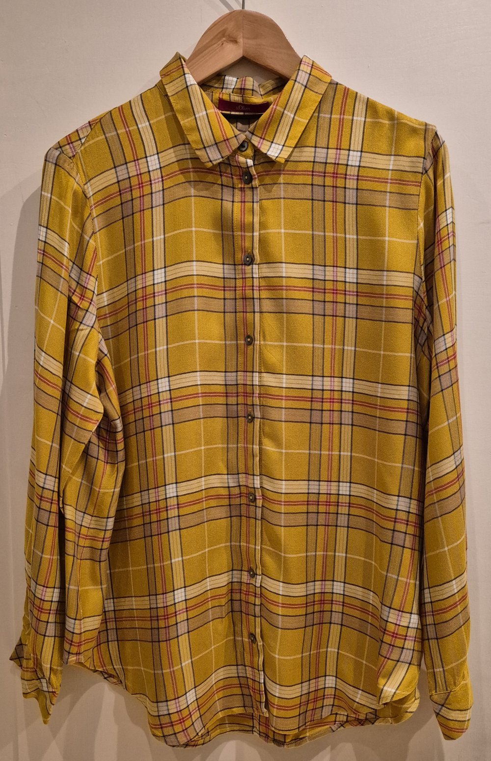 s. Oliver Bluse langarm gelb senf karriert Gr 42