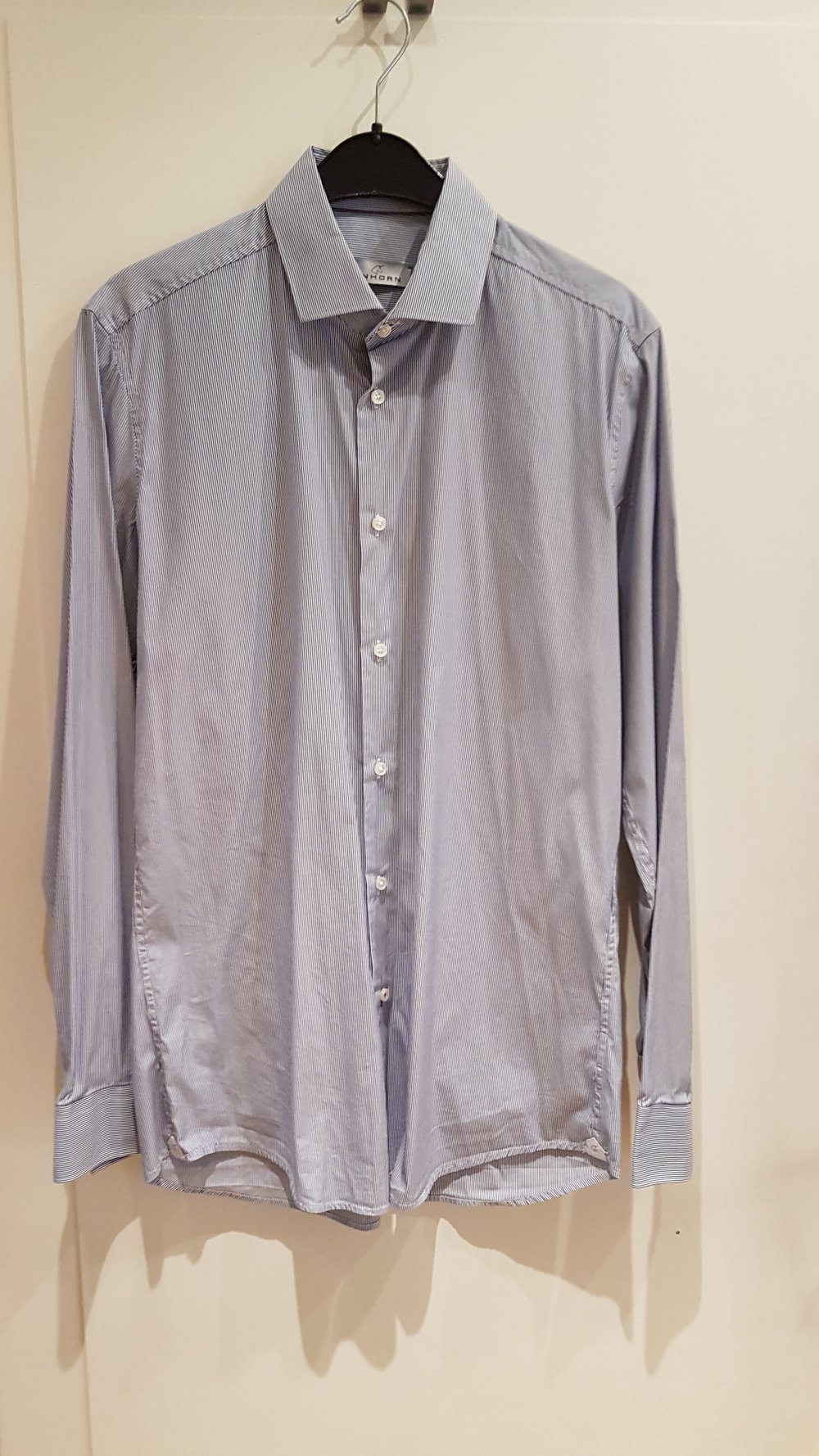 Einhorn Hemd, blau weiß gestreift, Gr. M