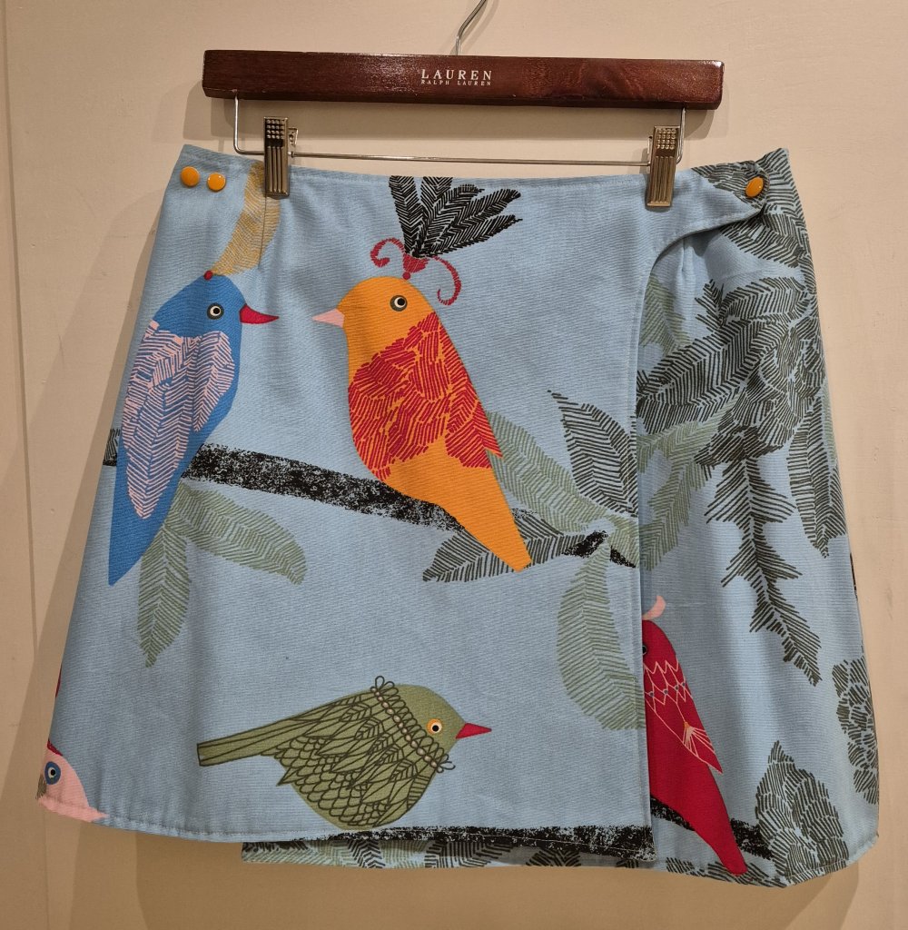 Wenderock Rock blau bunt Kreise Vögel Gr 38 - 40 Handmade