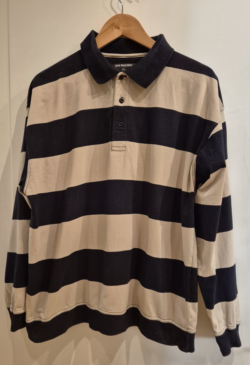 Jan Paulsen Pullover schwarz beige gestreift Gr L