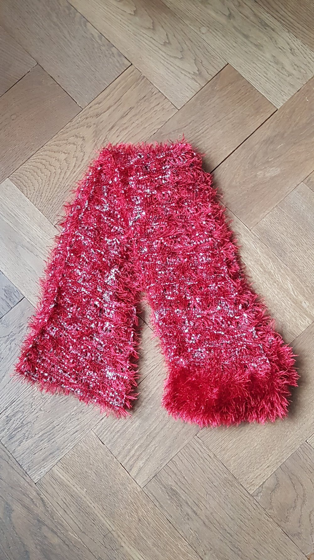 Strickschal rot Handmade - Unikat