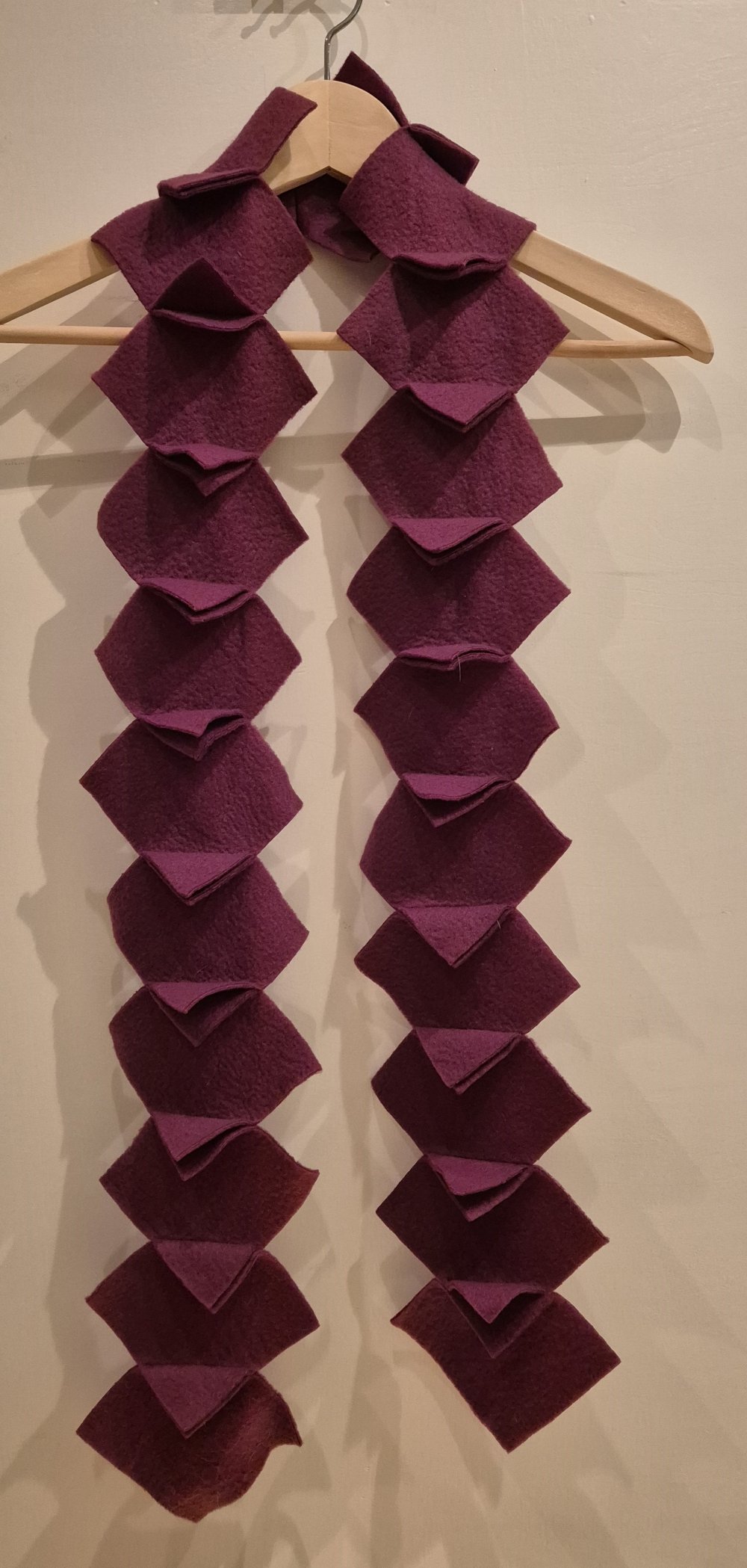 Schal Filz Vierecke lila handmade