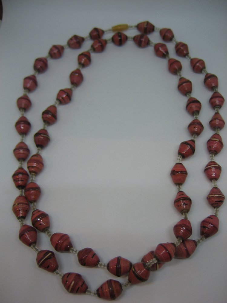 Kette Holz? Papier?, rosa, 90 cm